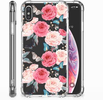 B2Ctelecom Shockproof siliconen hoesje iPhone Xs | X/10 Butterfly Roses