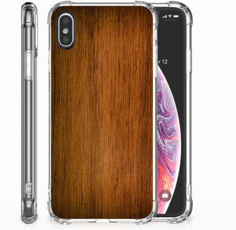 B2Ctelecom Shockproof siliconen hoesje iPhone Xs | X/10 Donker Hout