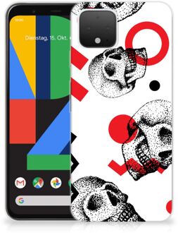 B2Ctelecom Silicone Back Case Google Pixel 4 Skull Rood