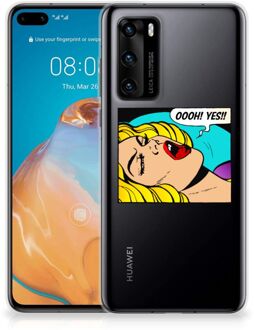 B2Ctelecom Silicone Back Case Huawei P40 Hoesje met Tekst Popart Oh Yes