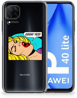 B2Ctelecom Silicone Back Case Huawei P40 Lite Hoesje met Tekst Popart Oh Yes