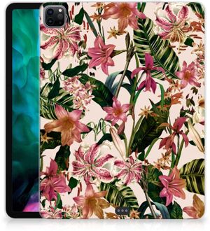 B2Ctelecom Silicone Back Case iPad Pro 12.9 (2020) | iPad Pro 12.9 (2021) Hoesje Super als Cadeau voor Moeder Bloemen met doorzichte zijkanten