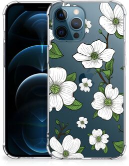 B2Ctelecom Silicone Back Case iPhone 12 | 12 Pro Telefoonhoesje  met doorzichtige rand Dogwood Flowers