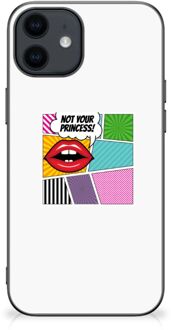 B2Ctelecom Silicone Back Case iPhone 12 Pro | 12 (6.1") Telefoon Hoesje met Zwarte rand Popart Princess