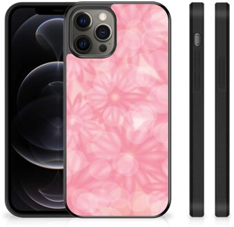 B2Ctelecom Silicone Back Case iPhone 12 Pro Max Telefoon Hoesje met Zwarte rand Lente Bloemen