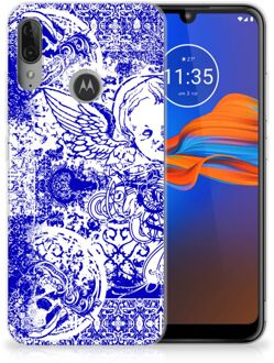 B2Ctelecom Silicone Back Case Motorola Moto E6 Plus Angel Skull Blue