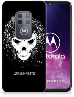 B2Ctelecom Silicone Back Case Motorola One Zoom Skull Hair