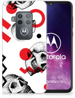 B2Ctelecom Silicone Back Case Motorola One Zoom Skull Rood