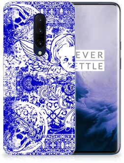 B2Ctelecom Silicone Back Case OnePlus 7 Pro Angel Skull Blue