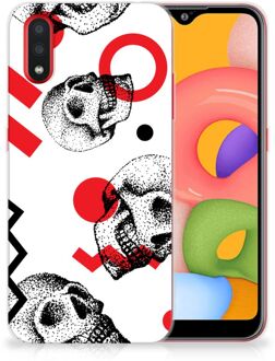 B2Ctelecom Silicone Back Case Samsung Galaxy A01 Skull Rood