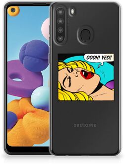 B2Ctelecom Silicone Back Case Samsung Galaxy A21 Hoesje met Tekst Popart Oh Yes