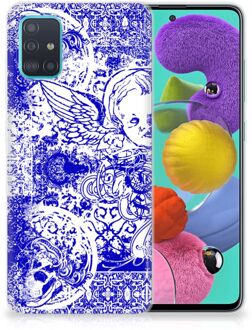 B2Ctelecom Silicone Back Case Samsung Galaxy A51 Angel Skull Blue