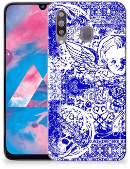 B2Ctelecom Silicone Back Case Samsung Galaxy M30 Angel Skull Blue