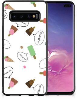 B2Ctelecom Silicone Back Case Samsung Galaxy S10+ Telefoon Hoesje met Zwarte rand IJsjes