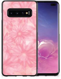 B2Ctelecom Silicone Back Case Samsung Galaxy S10+ Telefoon Hoesje met Zwarte rand Lente Bloemen