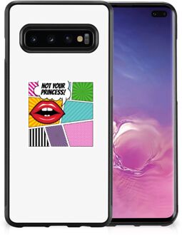 B2Ctelecom Silicone Back Case Samsung Galaxy S10+ Telefoon Hoesje met Zwarte rand Popart Princess