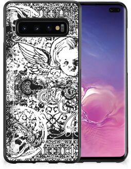 B2Ctelecom Silicone Back Case Samsung Galaxy S10+ Telefoon Hoesje met Zwarte rand Skulls Angel