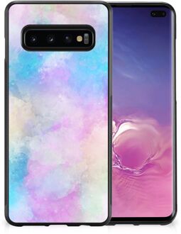 B2Ctelecom Silicone Back Case Samsung Galaxy S10+ Telefoon Hoesje met Zwarte rand Watercolor Light