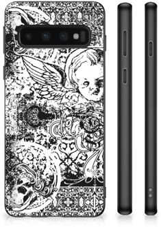 B2Ctelecom Silicone Back Case Samsung Galaxy S10 Telefoon Hoesje met Zwarte rand Skulls Angel