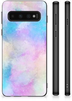 B2Ctelecom Silicone Back Case Samsung Galaxy S10 Telefoon Hoesje met Zwarte rand Watercolor Light