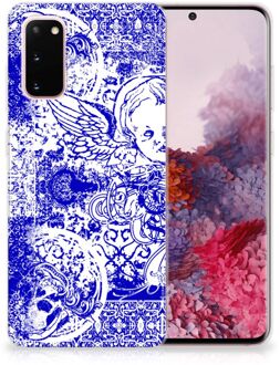 B2Ctelecom Silicone Back Case Samsung Galaxy S20 Angel Skull Blue