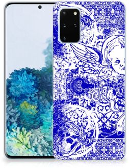 B2Ctelecom Silicone Back Case Samsung Galaxy S20 Plus Angel Skull Blue