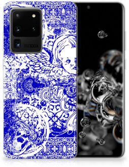 B2Ctelecom Silicone Back Case Samsung Galaxy S20 Ultra Angel Skull Blue