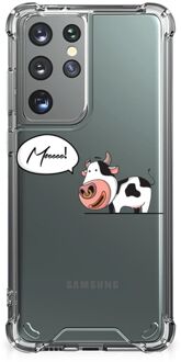 B2Ctelecom Silicone Back Case Samsung Galaxy S21 Ultra Telefoonhoesje  met doorzichtige rand Cow