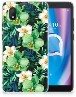 B2Ctelecom Silicone Back Cover Alcatel 1B (2020) Telefoon Hoesje Orchidee Groen