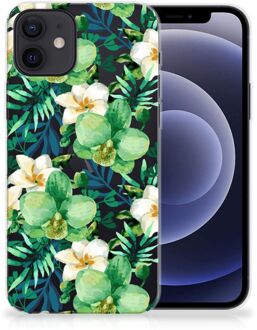 B2Ctelecom Silicone Back Cover iPhone 12 | 12 Pro (6.1") Telefoon Hoesje Orchidee Groen