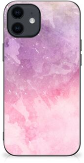 B2Ctelecom Silicone Back Cover iPhone 12 Pro | 12 (6.1") Telefoonhoesje met Zwarte rand Pink Purple Paint