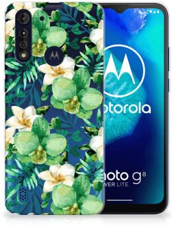 B2Ctelecom Silicone Back Cover Motorola Moto G8 Power Lite Telefoon Hoesje Orchidee Groen