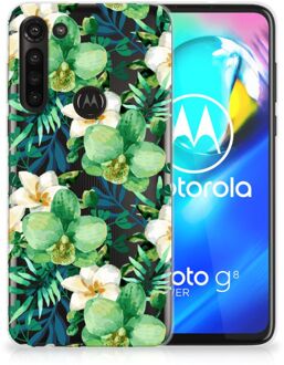 B2Ctelecom Silicone Back Cover Motorola Moto G8 Power Telefoon Hoesje Orchidee Groen