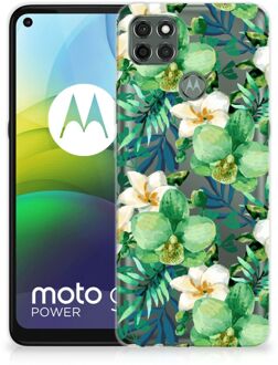 B2Ctelecom Silicone Back Cover Motorola Moto G9 Power Telefoon Hoesje Orchidee Groen