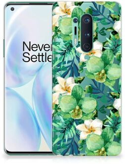 B2Ctelecom Silicone Back Cover OnePlus 8 Pro Telefoon Hoesje Orchidee Groen