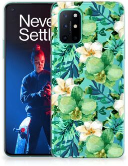 B2Ctelecom Silicone Back Cover OnePlus 8T Telefoon Hoesje Orchidee Groen