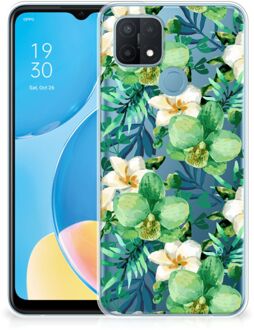 B2Ctelecom Silicone Back Cover OPPO A15 Telefoon Hoesje Orchidee Groen