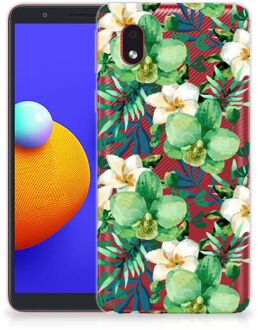 B2Ctelecom Silicone Back Cover Samsung Galaxy A01 Core Telefoon Hoesje Orchidee Groen