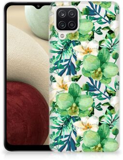 B2Ctelecom Silicone Back Cover Samsung Galaxy A12 Telefoon Hoesje Orchidee Groen