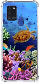 B2Ctelecom Silicone Back Cover Samsung Galaxy A21s Smartphone hoesje met doorzichtige rand Vissen