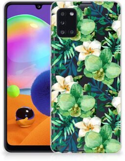 B2Ctelecom Silicone Back Cover Samsung Galaxy A31 Telefoon Hoesje Orchidee Groen