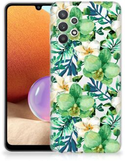 B2Ctelecom Silicone Back Cover Samsung Galaxy A32 4G Telefoon Hoesje Orchidee Groen