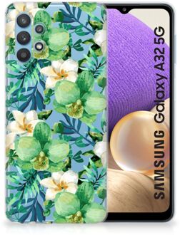 B2Ctelecom Silicone Back Cover Samsung Galaxy A32 5G Telefoon Hoesje Orchidee Groen