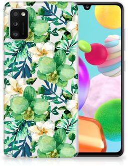 B2Ctelecom Silicone Back Cover Samsung Galaxy A41 Telefoon Hoesje Orchidee Groen