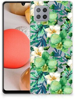 B2Ctelecom Silicone Back Cover Samsung Galaxy A42 Telefoon Hoesje Orchidee Groen