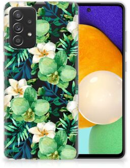 B2Ctelecom Silicone Back Cover Samsung Galaxy A52 (5G/4G) Telefoon Hoesje Orchidee Groen