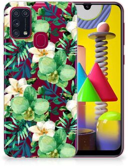 B2Ctelecom Silicone Back Cover Samsung Galaxy M31 Telefoon Hoesje Orchidee Groen