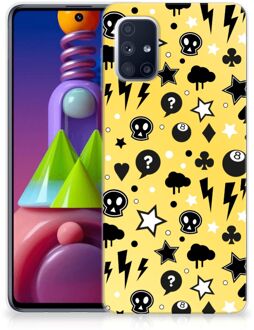 B2Ctelecom Silicone Back Cover Samsung Galaxy M51 Telefoon Hoesje Punk Yellow