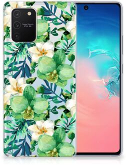 B2Ctelecom Silicone Back Cover Samsung Galaxy S10 Lite Telefoon Hoesje Orchidee Groen