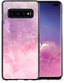 B2Ctelecom Silicone Back Cover Samsung Galaxy S10+ Telefoonhoesje met Zwarte rand Pink Purple Paint